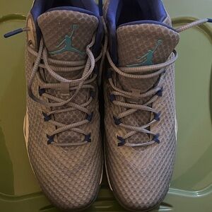 Gray and Blue Air Jordan Sneakers